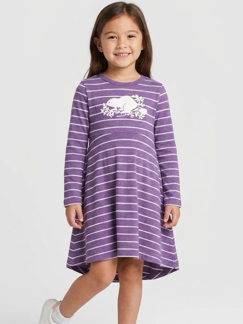 Roots Purple Long Sleeve Dress Stripes